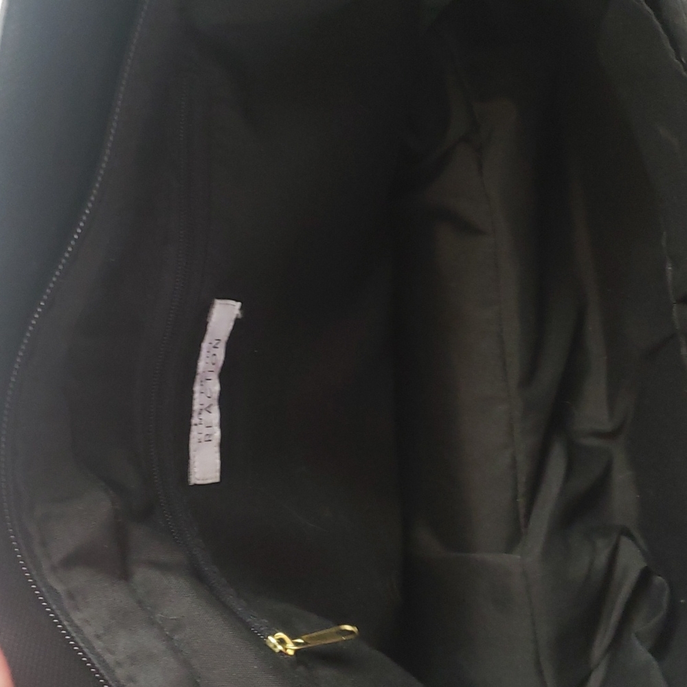 Kenneth Cole Reaction black white striped zipper large handbag goldtone accents - Picture 11 of 12